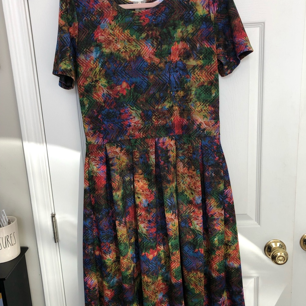 LuLaRoe Colorful Abstract Midi Dress